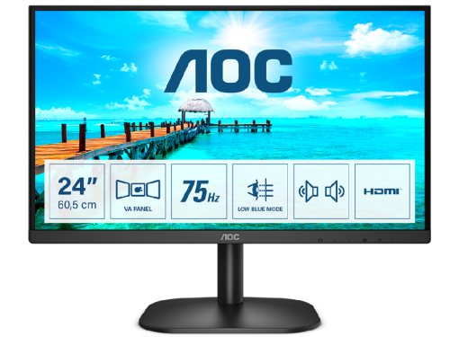 23.8" AOC VA LED 24B2XDAM Black Borderless (4ms, 20M 1, 250cd, 1920x10…