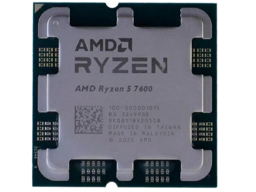 AMD Ryzen 5 7600, Socket AM5, 3.8-5.1GHz (6C/12T), 6MB L2 + 32MB L3 Cache, AMD Radeon Graphics, 5nm 65W, Zen4, Unlocked (TRAY)