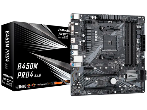 ASRock B450M PRO4 R2.0, Socket AM4, AMD Promontory B450 (2/3/4G/5/5G G…