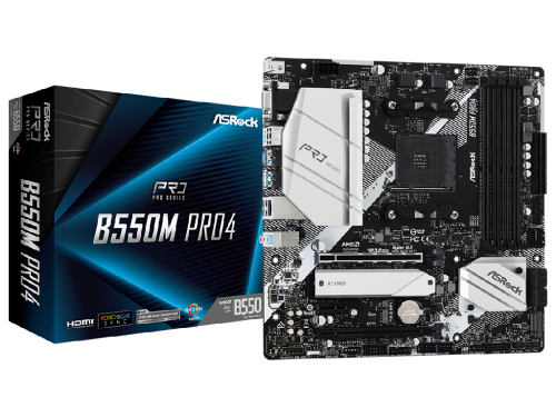 ASRock B550 Pro4, Socket AM4, 6 Phases, AMD B550 (3/3G/4G/5/5G Gen CPU…
