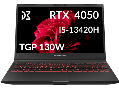 Dream Machines RG4050-15NA50 Black, 15.6" FHD (1920x1080) 144Hz (Intel…
