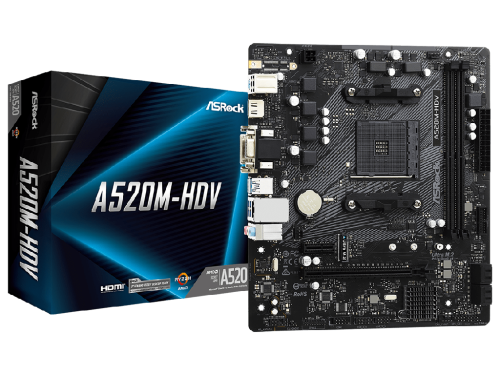 ASRock A520M-HDV, Socket AM4, 6 Phase, AMD A520 (3/3G/4G/5/5G Gen CPU)…