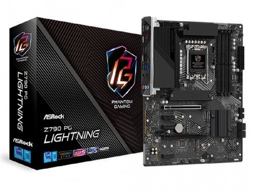 ASRock Z790 PG LIGHTNING, Socket 1700, 14 Phases, Intel® Z790 (12/13/14th Gen CPU), CPU graphics, HDMI, eDP, Dual 4xDDR5-7200, 1xPCIe x16 5.0, 1xPCIe x16 4.0,  3xPCIe x1 3.0, 1 x M.2 Socket (Key E), 4 xSATA3, RAID, 1x Hyper M.2(Gen4 x4 2260/2280), 1x Hyper M.2(Gen4 x4 2242/2260/2280), 2x Hyper M.2 (Gen4 x4 2260/2280), 1x RJ-45 LAN, 1xUSB 2.0, 5xUSB 3.2 Gen1, 1xUSB 3.2 Gen2, 1xUSB 3.2 Gen2x2 Type-C, ATX