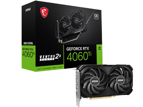 MSI GeForce RTX 4060 Ti VENTUS 2X BLACK 8G OC / 8GB GDDR6 128Bit 2565/…
