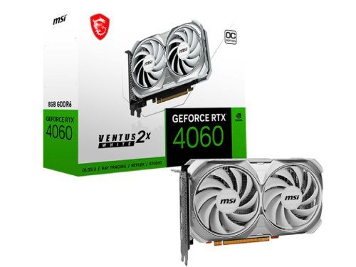 MSI GeForce RTX  4060 VENTUS 2X WHITE 8G OC / 8GB GDDR6 128Bit 2490/17…