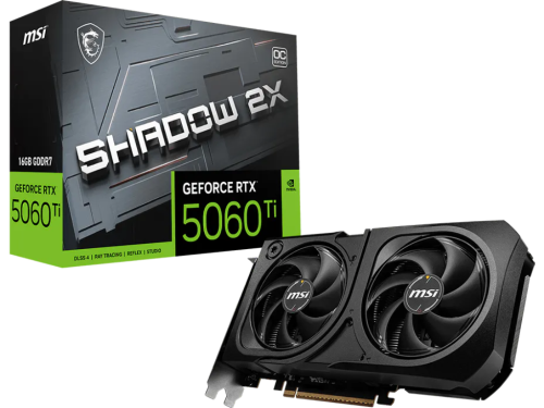 MSI GeForce RTX5060 Ti Shadow 2XOC, 16GB GDDR7, 128-bit, NVIDIA Blackw…