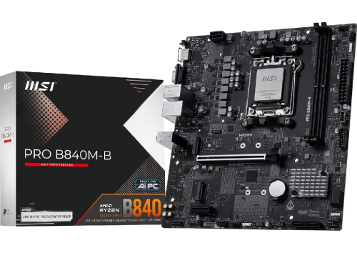 MSI PRO B840M-B, Socket AM5, 10Phases, AMD B840, Dual 2xDDR5-8000, APU…