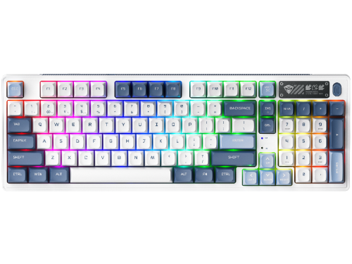 Wireless Machenike K600G-B97W Tri-mode Glacier-Blue 97 PBT Keycaps Mec…