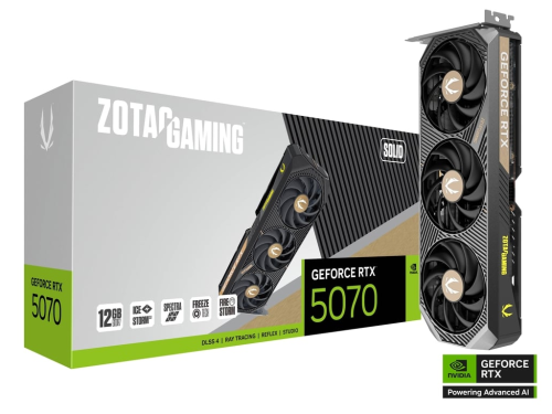 ZOTAC GeForce RTX  5070 SOLID 12GB GDDR7, 192bit, 2512/28000Mhz, Black…